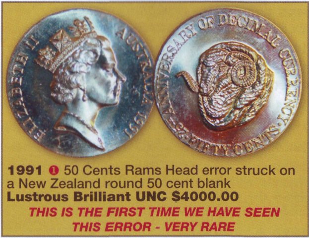 1991-50c-Ram-Struck-On-New-Zealand-Round-50c-Blank